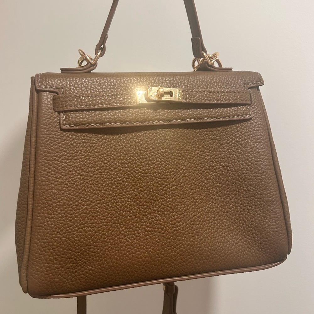 Handmade Taupe Leather Top-Handle Popsewing Kelli Bag